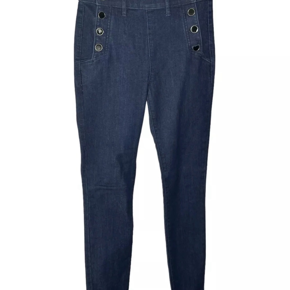 LOFT Made and Loved Sailor Skinny Jeans Women Navy Mid Rise Dark Wash